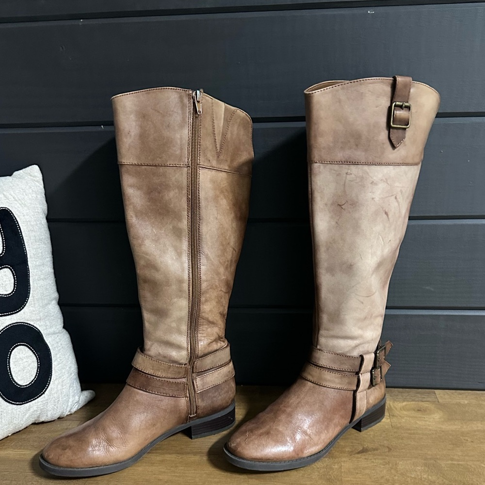 INC International Concepts Brown Leather Knee high Boots